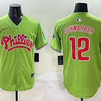 Men's Philadelphia Phillies Kyle Schwarber #12 Green Player Jersey1