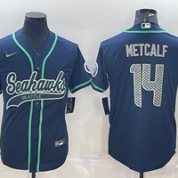 Men's Seattle Seahawks DK Metcalf #14 Navy Game Jersey Joint Edition