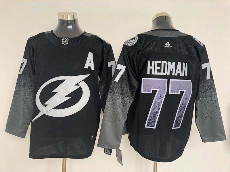 Men's Tampa Bay Lightning Victor Hedman #77 Black Home Breakaway Jersey1