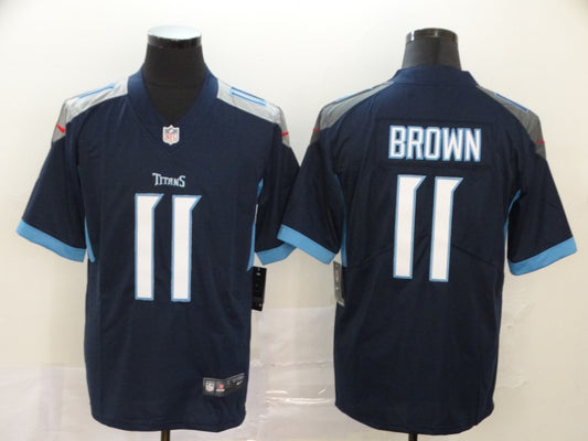 Men's Tennessee Titans A.J. Brown #11 Navy Game Jersey1