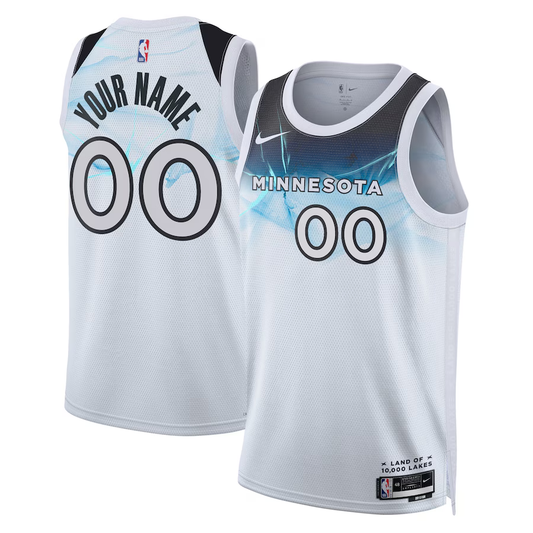 Men's Minnesota Timberwolves White 2024/25 Custom Swingman Jersey1 - City Edition