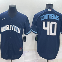 Men's Chicago Cubs Willson Contreras #40 Navy Replica Baseball Jersey1