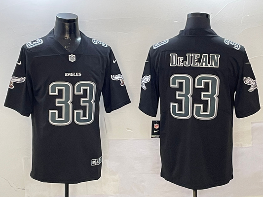 Men's Philadelphia Eagles Cooper DeJean #33 Carbon Black Fashion Game Player Jersey1
