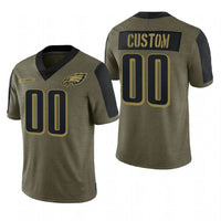 Custom1 Philadelphia Eagles Olive 2021 Salute To Service Limited Football Jerseys