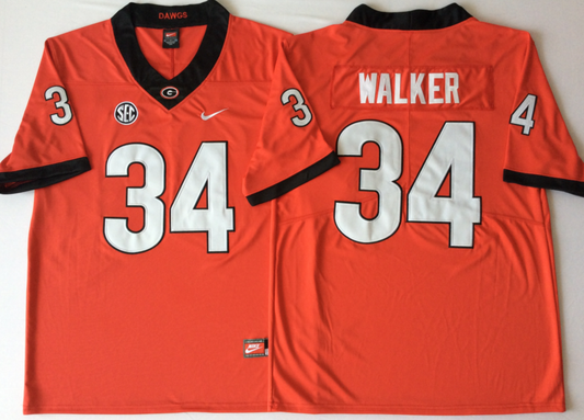 Men's Georgia Bulldogs Herschel Walker #34 Red Player Game Jersey