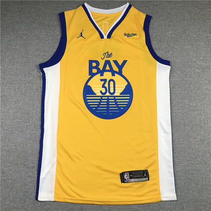 Men's Golden State Warriors Stephen Curry Yellow Fast Break Team Replica Jersey1