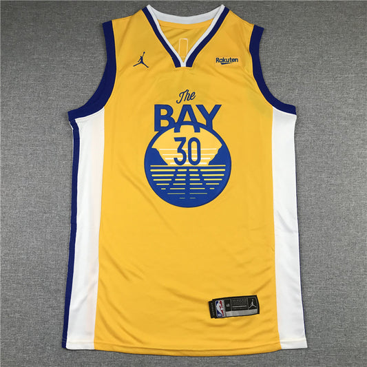 Men's Golden State Warriors Stephen Curry Yellow Fast Break Team Replica Jersey1