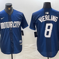 Men's Detroit Tigers Matt Vierling #8 Navy 2024 City Connect Limited Jersey1