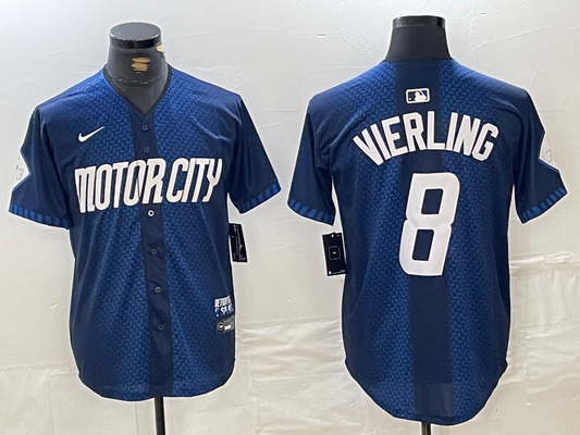 Men's Detroit Tigers Matt Vierling #8 Navy 2024 City Connect Limited Jersey1