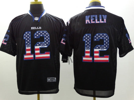 Men's Buffalo Bills Jim Kelly #12 Black Game Jersey1
