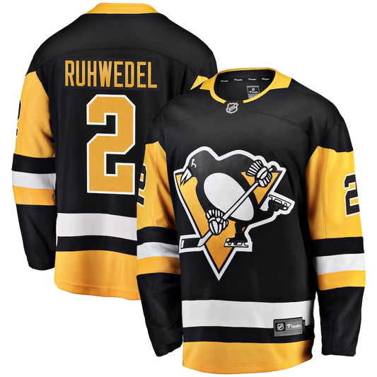 Men's Pittsburgh Penguins Chad Ruhwedel #2 Black Player Game Jersey1