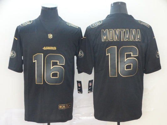Men's San Francisco 49ers Joe Montana #16 Black Authentic Game Jersey1