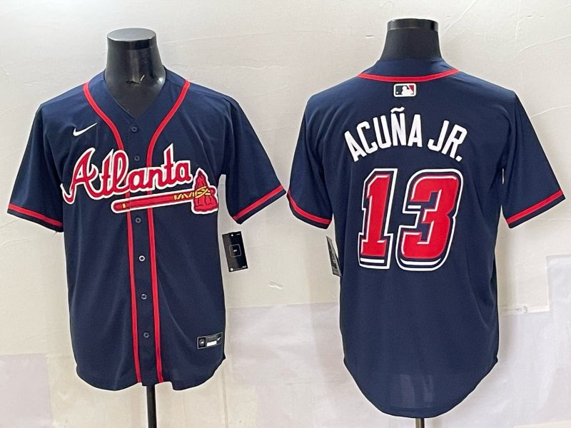 Men's Atlanta Braves Ronald Acuna Jr. #13 Navy 2025 MLB Speedway Classic Alternate Limited Jersey