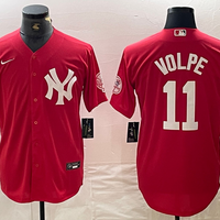 Men's New York Yankees Anthony Volpe #11 Red Replica Player Jersey1