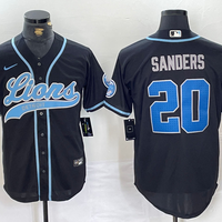 Men's Detroit Lions Barry Sanders #20 Black Player Game Jersey1