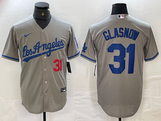 Men's Los Angeles Dodgers Tyler Glasnow #31 Gray Game Jersey1