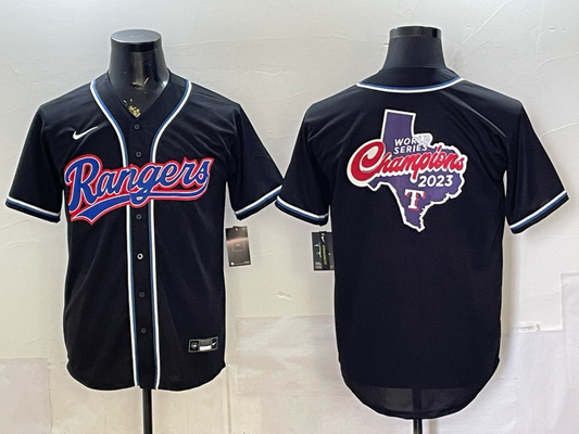 Men's Texas Rangers Black Fashion Replica Out Jersey
