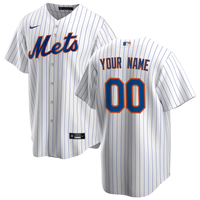 Men's New York Mets1 White Home Replica Custom Jersey