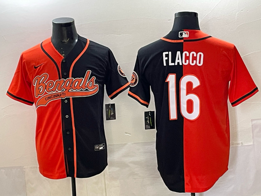 Men's Cincinnati Bengals Joe Flacco #16 Orange/Black Team Game Jersey