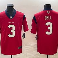 Men's Houston Texans Tank Dell #3 Red Player Game Jersey1