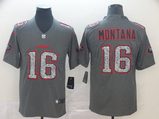 Men's San Francisco 49ers Joe Montana #16 Gray Game Player Jersey1
