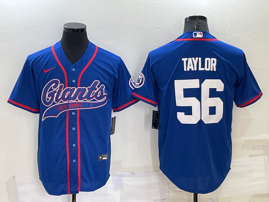 Men's New York Giants Lawrence Taylor #56 Blue Game Jersey1 Joint Edition