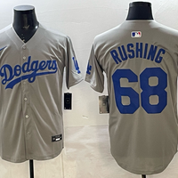 Men's Los Angeles Dodgers Jack Rushing #68 Gray Road Replica Jersey