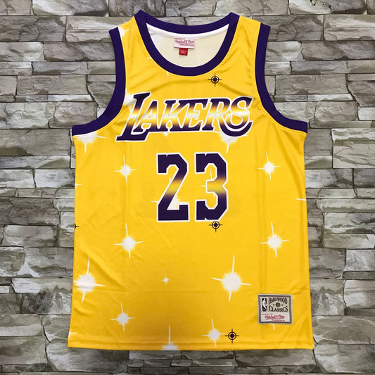 Men's Los Angeles Lakers LeBron James Yellow Hardwood Classics Swingman Jersey1