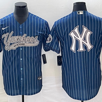 Men's New York Yankees Blue Replica Player Jersey1 Joint Edition