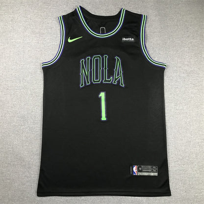 Men's New Orleans Pelicans Zion Williamson #1 Black 2023/24 Swingman Jersey1 - City Edition