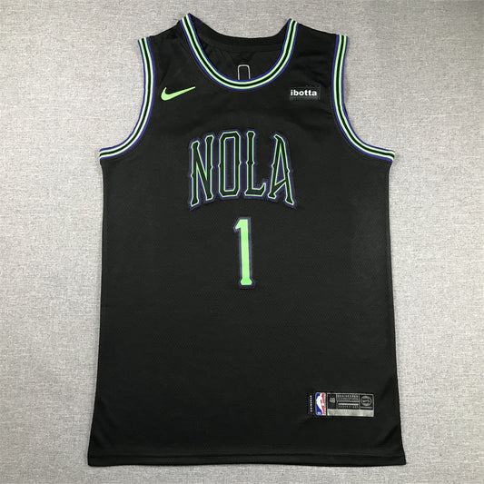 Men's New Orleans Pelicans Zion Williamson #1 Black 2023/24 Swingman Jersey1 - City Edition