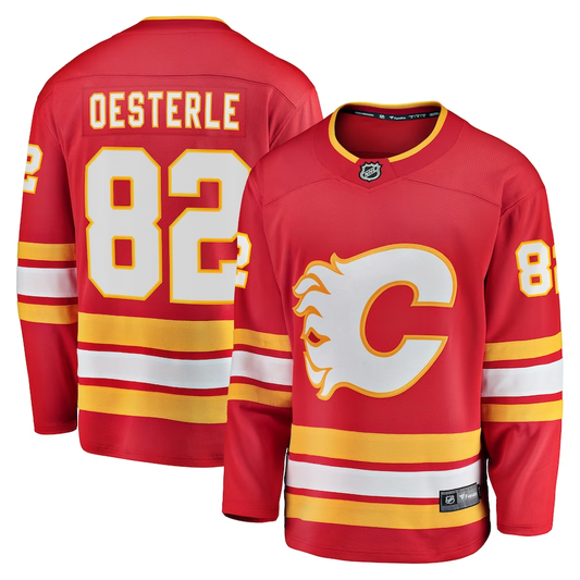 Men's Calgary Flames Jordan Oesterle #82 Red Home Breakaway Jersey1