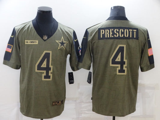 Men's Dallas Cowboys Dak Prescott #4 Brown Player Game Jersey1