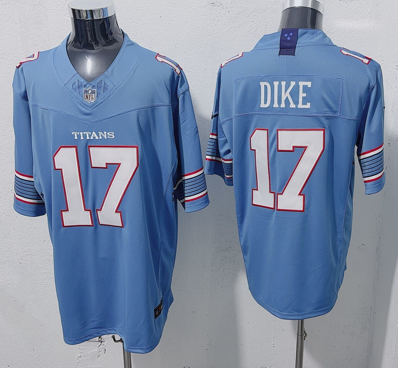 Men's Tennessee Titans Chimere Dike #17 Light Blue Game Jersey