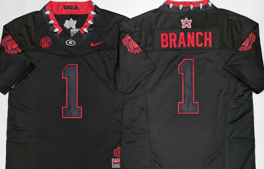 Men's Georgia Bulldogs Zachariah Branch #1 Black Game Jersey