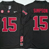 Men's Alabama Crimson Tide Ty Simpson #15 Black Player Game Jersey