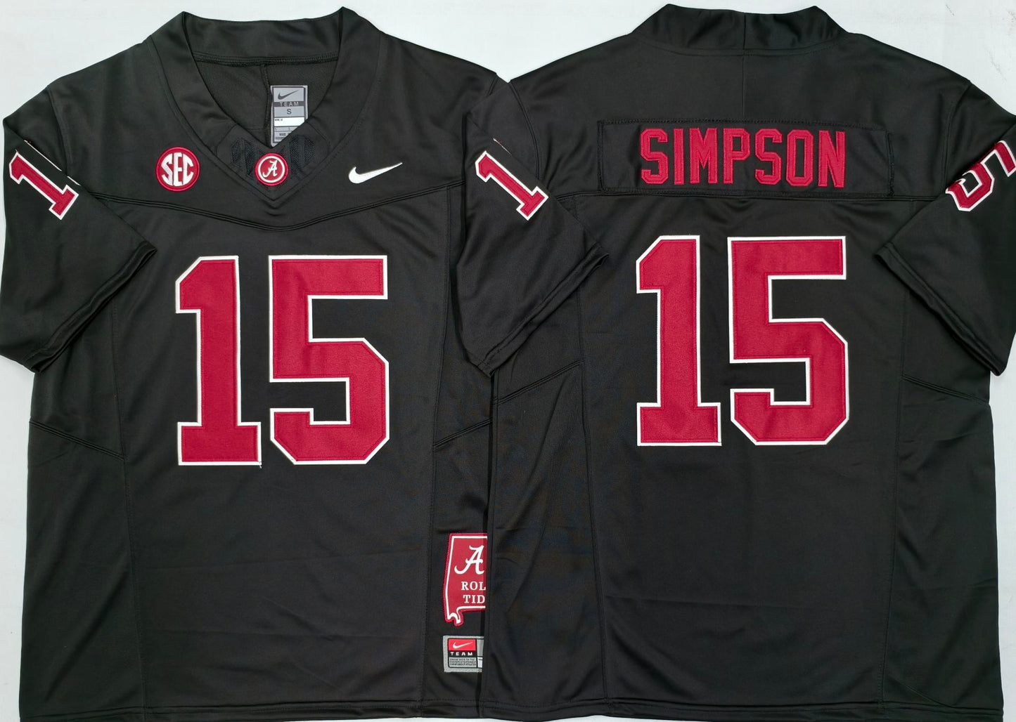 Men's Alabama Crimson Tide Ty Simpson #15 Black Player Game Jersey