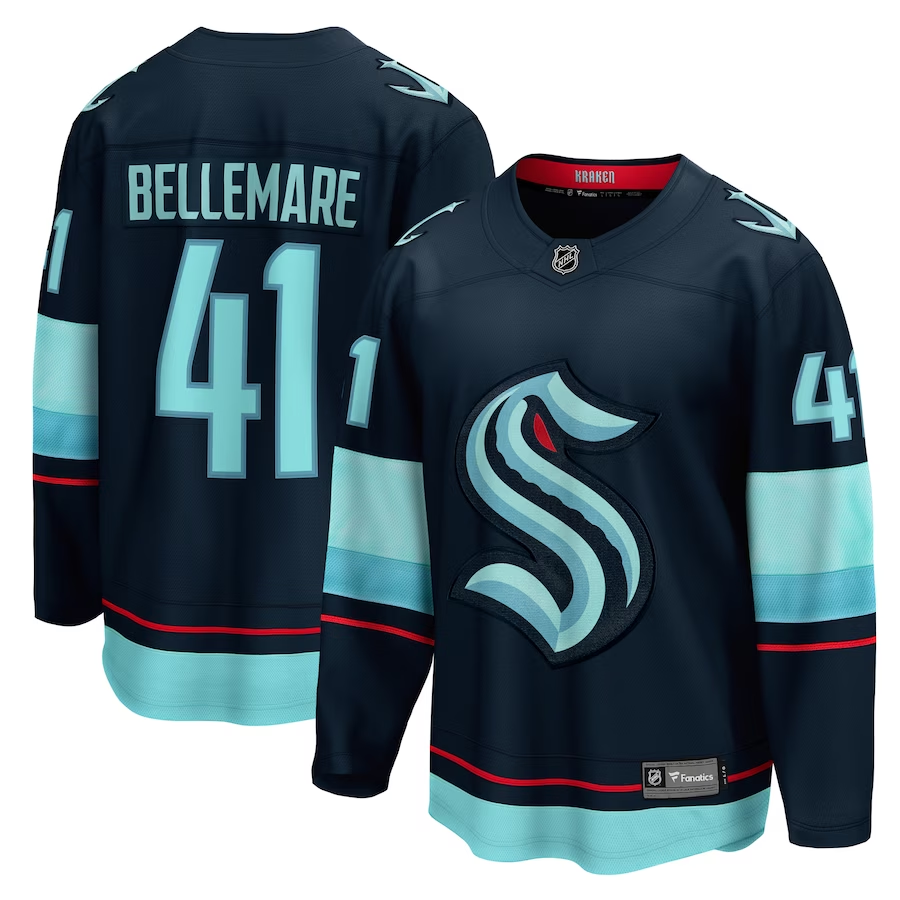Men's Seattle Kraken Pierre-Edouard Bellemare #41 Deep Sea Blue Home Breakaway Player Jersey1