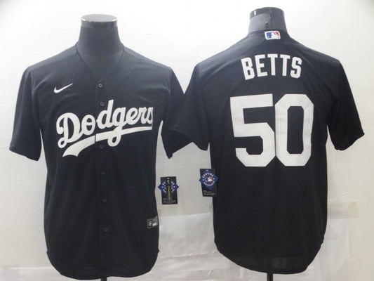 Men's Los Angeles Dodgers Mookie Betts #50 Black Replica Baseball Jersey1