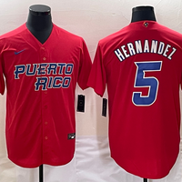 Men's 2023 World Baseball Classic #5 Enrique Hernandez Puerto Rico Red Jersey1