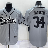 Men's Las Vegas Raiders Bo Jackson #34 Gray Game Jersey1 Joint Edition