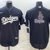 Men's Los Angeles Dodgers1 Black Authentic Patch Jersey