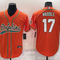 Men's Miami Dolphins Jaylen Waddle #17 Orange Game Jersey1 Joint Edition