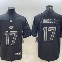 Men's Miami Dolphins Jaylen Waddle #17 Black RFLCTV Limited Jersey1