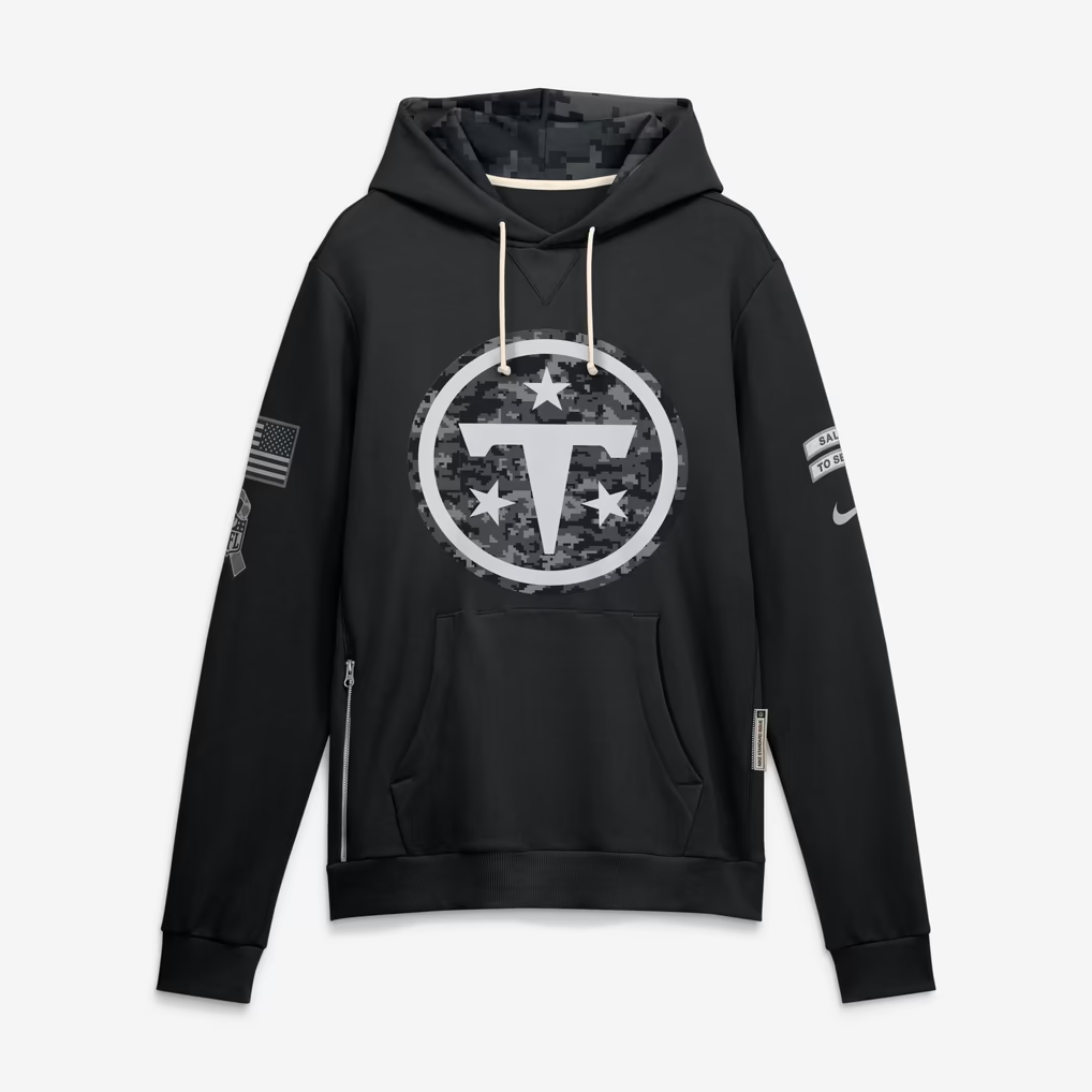 Men's Tennessee Titans Black 2026 Salute to Service Sideline Dri-FIT Pullover Hoodie