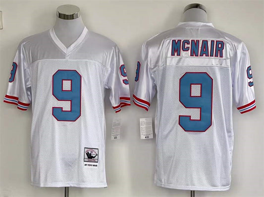 Men's Tennessee Oilers Steve McNair #9 White Legacy Replica Jersey1