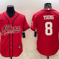 Men's San Francisco 49ers Steve Young #8 Red Game Jersey1 Joint Edition