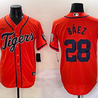 Men's Detroit Tigers Javier Baez #28 Orange Replica Player Jersey