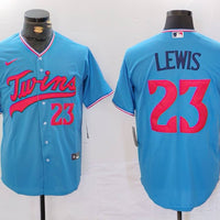 Men's Minnesota Twins Royce Lewis #23 Blue Replica Player Jersey1