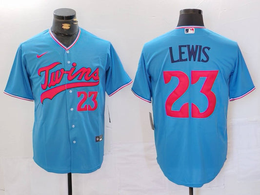 Men's Minnesota Twins Royce Lewis #23 Blue Replica Player Jersey1